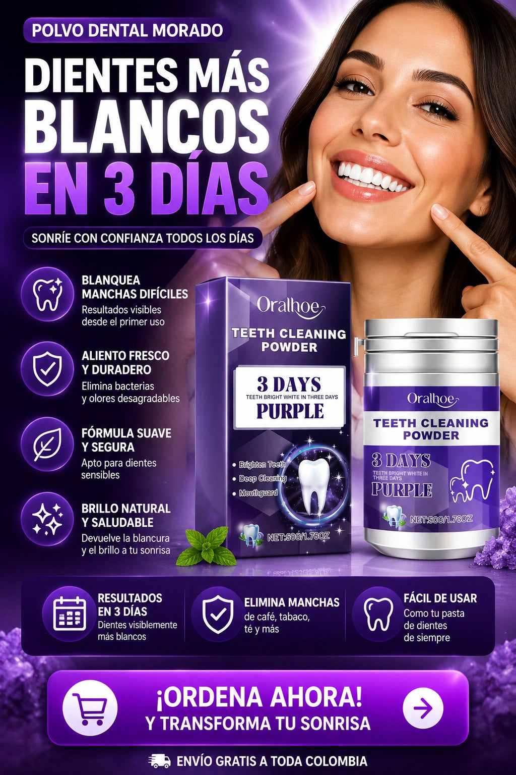 Polvo Blanqueador Para Dientes